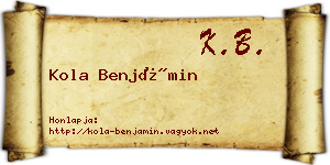 Kola Benjámin névjegykártya
