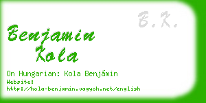 benjamin kola business card